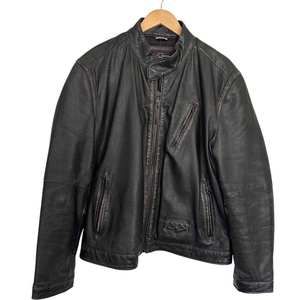 Black Brown 1826 Men's Black Leather Jacket Size XL